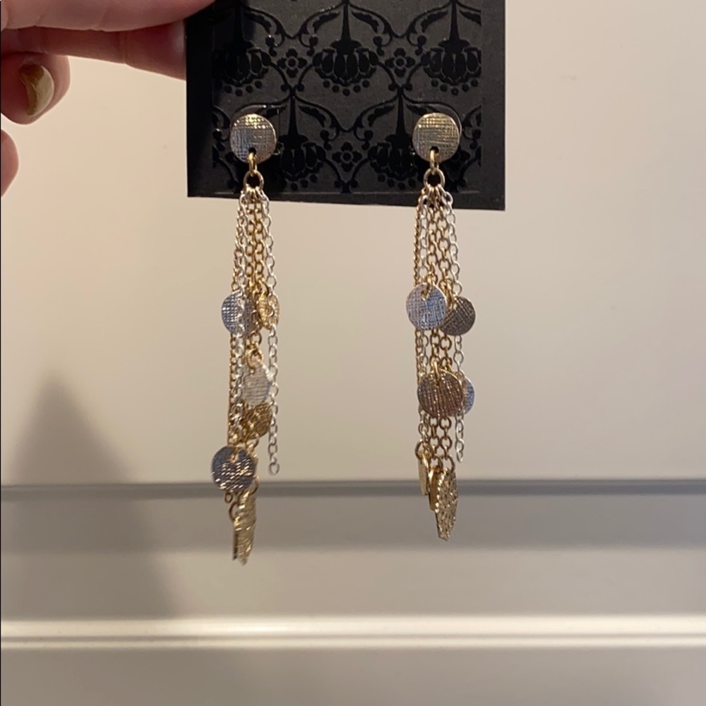 Gold and silver dangle earrings